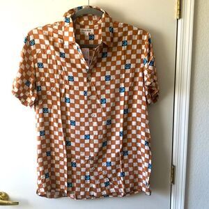 PACSUN Short Sleeve Button Down Shirt Size L NWT Brown